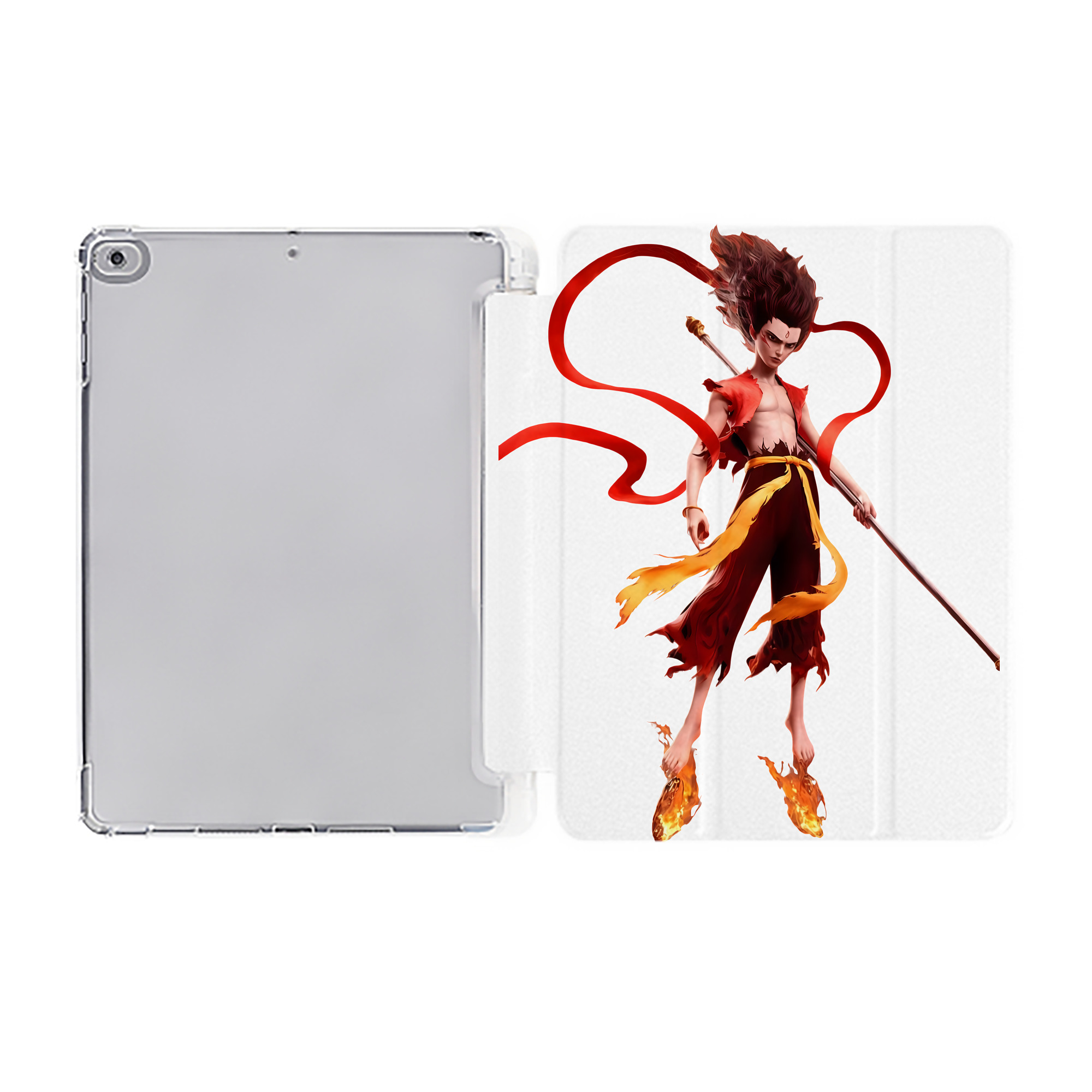 （画像用） Ne Zha 2 ナタ 魔童の大暴れ IPad ケース ペン収納付き 三つ折りスタンド PUレザー×シリコン 対応機種9.5/10.5/10.9インチ